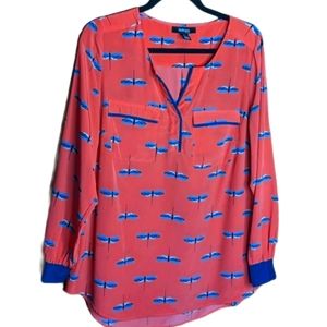 Style & Co. Dragonfly Orange Blue Blouse Size 0X